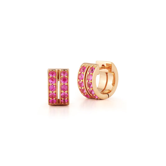 WF CLASSIC 18K AND PINK SAPPHIRE  DOUBLE ROW HUGGIES