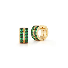 WF CLASSIC 18K AND GREEN EMERALD DOUBLE ROW HUGGIES