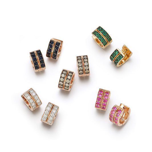WF CLASSIC 18K AND PINK SAPPHIRE  DOUBLE ROW HUGGIES