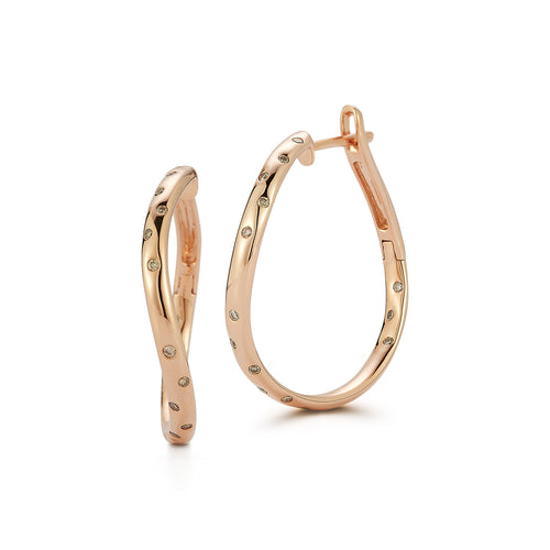 JULIAN 18K GOLD AND CHAMPAGNE DIAMONDS CURVED HOOP EARRINGS