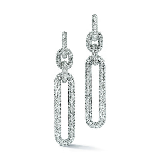 MORRELL 18K WHITE GOLD AND ALL DIAMOND DROP EARRINGS