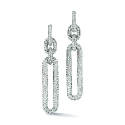 MORRELL 18K WHITE GOLD AND ALL DIAMOND DROP EARRINGS