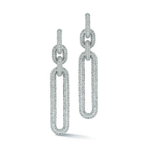 MORRELL 18K WHITE GOLD AND ALL DIAMOND DROP EARRINGS