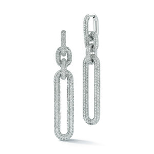 MORRELL 18K WHITE GOLD AND ALL DIAMOND DROP EARRINGS