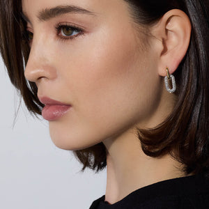 MORRELL 18K GOLD AND DIAMOND DROP HUGGIE EARRINGS