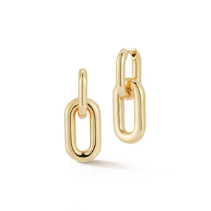 MORRELL 18K GOLD DROP HUGGIE EARRINGS