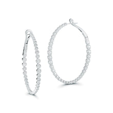 WF CLASSIC 18K BEZEL SET DIAMOND OVAL HOOP EARRINGS