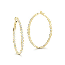WF CLASSIC 18K BEZEL SET DIAMOND OVAL HOOP EARRINGS