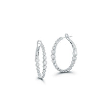 WF CLASSIC 18K BEZEL SET DIAMOND OVAL SMALL HOOP EARRINGS