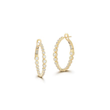 WF CLASSIC 18K BEZEL SET DIAMOND OVAL SMALL HOOP EARRINGS