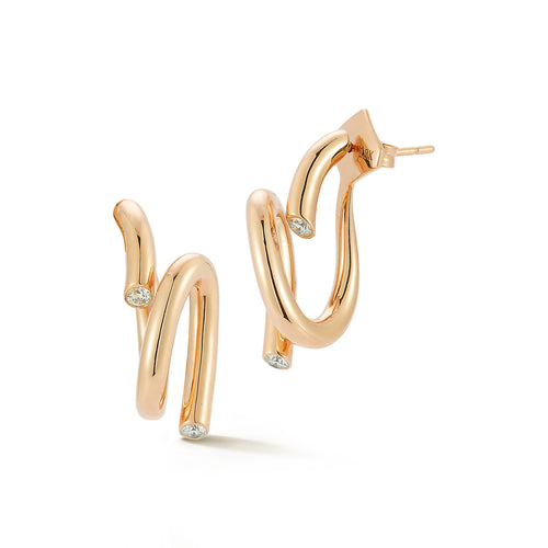 THOBY 18K AND DIAMOND DUET SPIRAL EARRINGS
