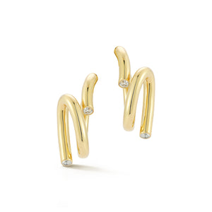 THOBY 18K AND DIAMOND DUET SPIRAL EARRINGS