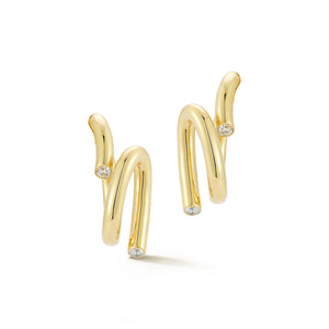 THOBY 18K AND DIAMOND DUET SPIRAL EARRINGS