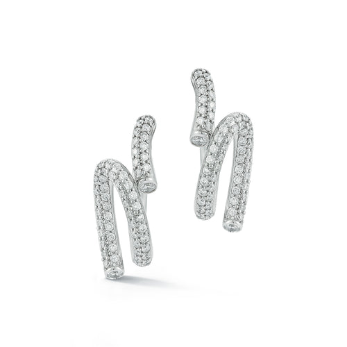 THOBY 18K WHITE GOLD AND DIAMOND DUET SPIRAL EARRINGS