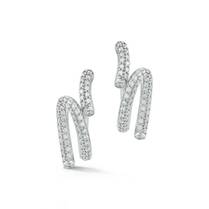 THOBY 18K WHITE GOLD AND DIAMOND DUET SPIRAL EARRINGS