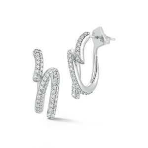 THOBY 18K WHITE GOLD AND DIAMOND DUET SPIRAL EARRINGS
