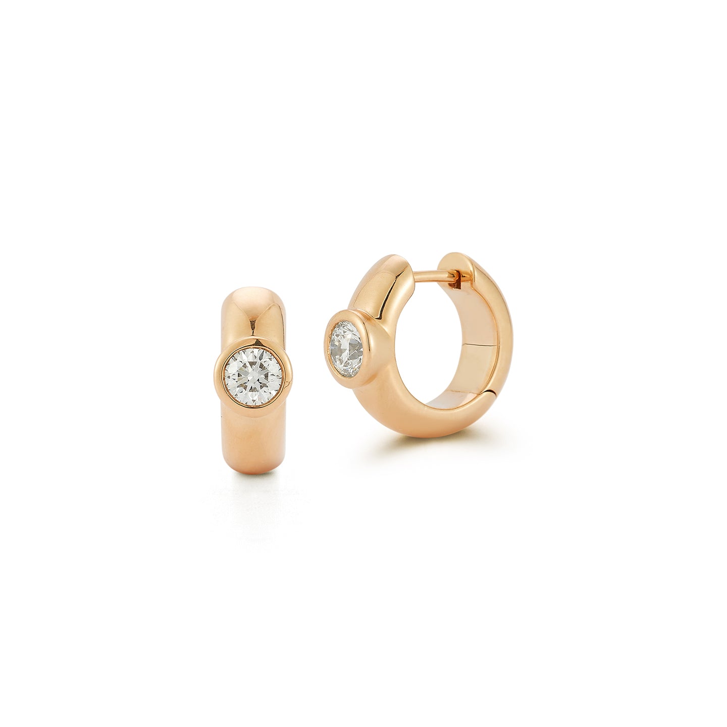 WF CLASSIC 18K BEZEL SET SINGLE DIAMOND HUGGIES