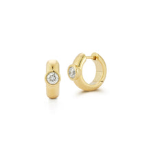 WF CLASSIC 18K BEZEL SET SINGLE DIAMOND HUGGIES