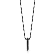 MEN'S STERLING SILVER AND BLACK RHODIUM BALL CHAIN NECKLACE