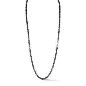 GARNETT STERLING SILVER CHAIN LINK NECKLACE WITH STERLING SILVER CLASP