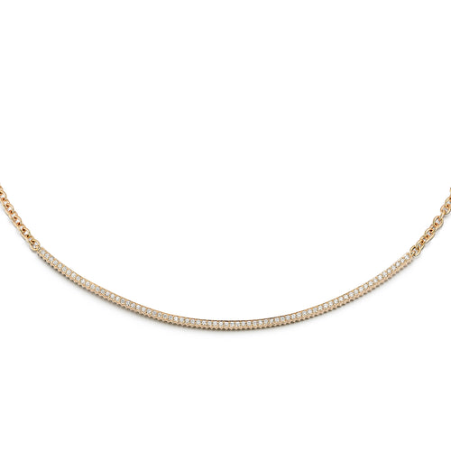 CLIVE 18K ROSE GOLD AND DIAMOND FLUTED BAR NECKLACE
