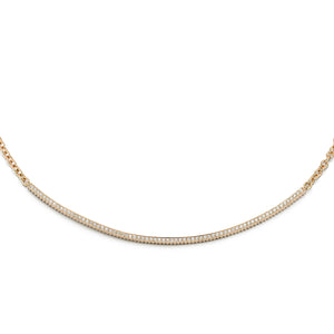 CLIVE 18K ROSE GOLD AND DIAMOND FLUTED BAR NECKLACE