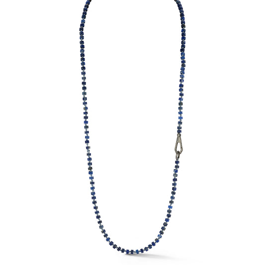 CARRINGTON STERLING SILVER ON BLACK RHODIUM LAPIS BEAD NECKLACE