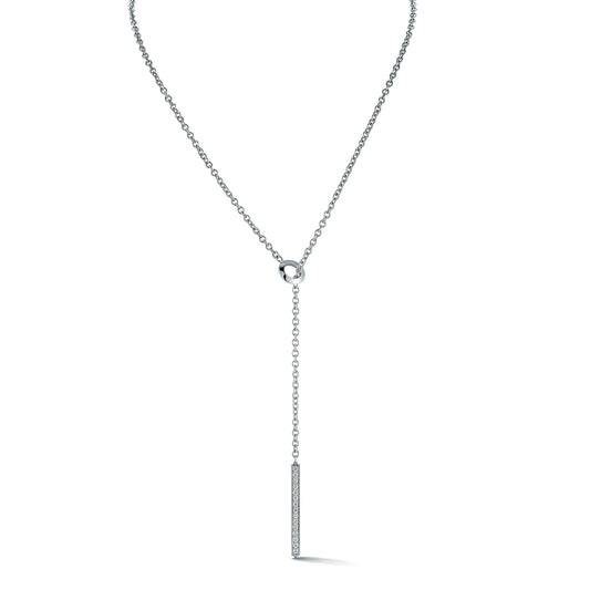 GRANT 18K WHITE GOLD AND DIAMOND BAR NECKLACE