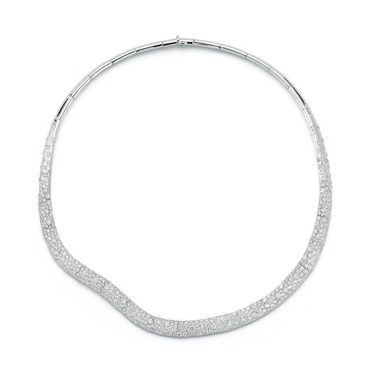 JULIAN 18K WHITE GOLD AND DIAMOND WAVE NECKLACE