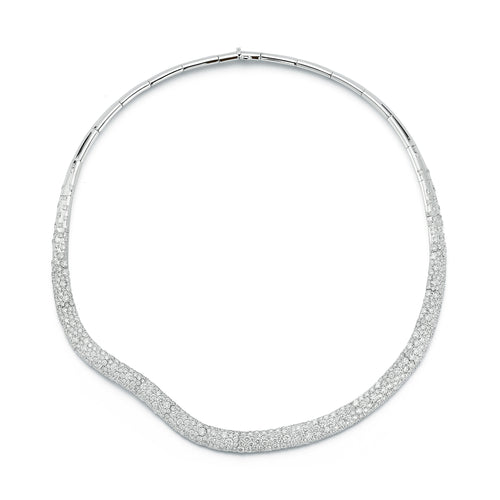 JULIAN 18K WHITE GOLD AND DIAMOND WAVE NECKLACE