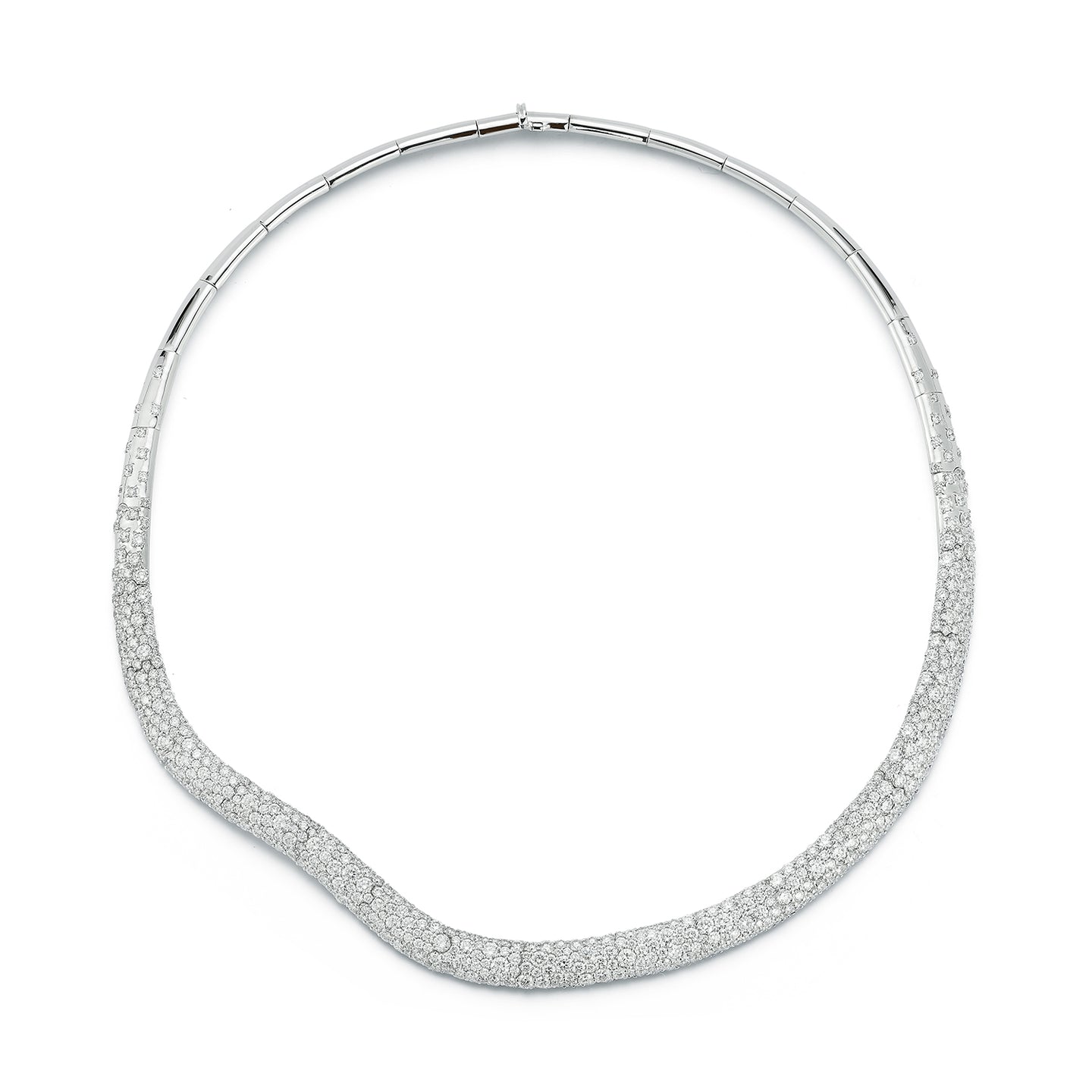 JULIAN 18K WHITE GOLD AND DIAMOND WAVE NECKLACE