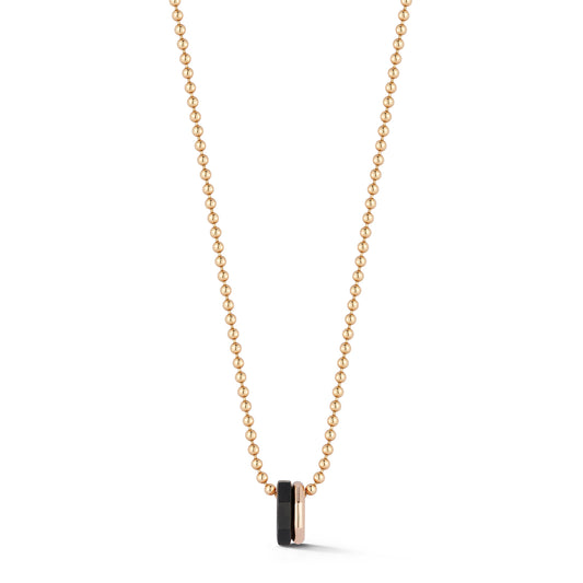 SYDNEY 18K ROSE GOLD AND EBONY OCTAGON BEAD NECKLACE