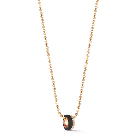 SYDNEY 18K ROSE GOLD AND EBONY OCTAGON BEAD NECKLACE