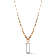 MORRELL 18K GOLD GRADUATED LINK NECKLACE WITH HANGING ELONGATED DIAMOND LINK