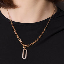 MORRELL 18K GOLD GRADUATED LINK NECKLACE WITH HANGING ELONGATED DIAMOND LINK