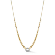 MORRELL 18K GOLD GRADUATED LINK NECKLACE WITH ONE DIAMOND LINK