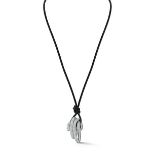 THOBY 18K WHITE GOLD AND DIAMOND SPIRAL PENDANT ON CORD