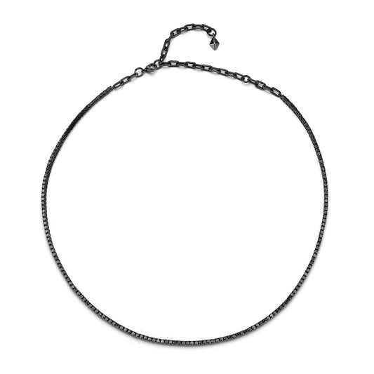 WF CLASSIC 18K BLACK GOLD AND BLACK DIAMOND TENNIS NECKLACE