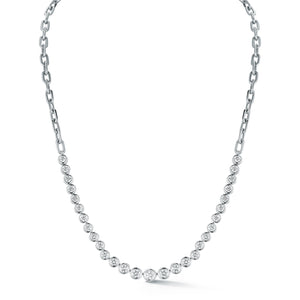 WF CLASSIC 18K BEZEL SET GRADUATING DIAMOND NECKLACE