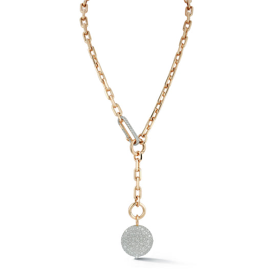 SAXON CHAIN LINK NECKLACE WITH ELONGATED DIAMOND LINK CLASP AND REMOVABLE EXTENSION CHAIN