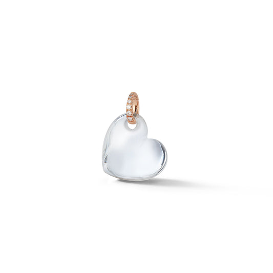 BELL 18K GOLD, DIAMOND AND ROCK CRYSTAL SMALL HEART CHARM