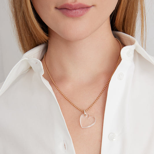BELL 18K GOLD, DIAMOND AND ROCK CRYSTAL SMALL HEART CHARM