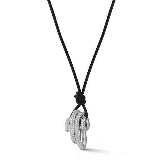 THOBY 18K WHITE GOLD AND DIAMOND SPIRAL PENDANT ON CORD
