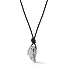 THOBY 18K WHITE GOLD AND DIAMOND SPIRAL PENDANT ON CORD