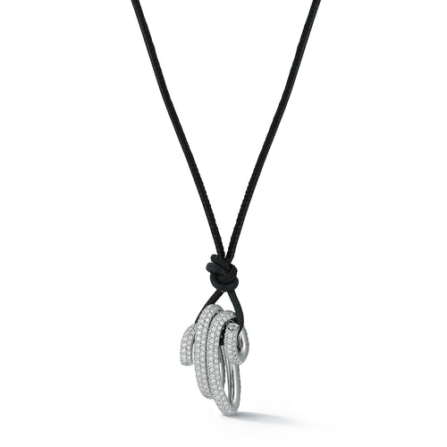 THOBY 18K WHITE GOLD AND DIAMOND SPIRAL PENDANT ON CORD