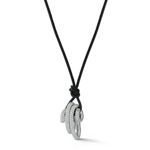 THOBY 18K WHITE GOLD AND DIAMOND SPIRAL PENDANT ON CORD