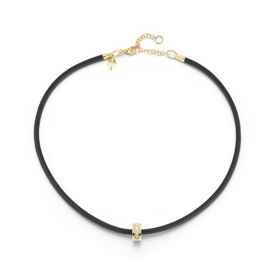 SYDNEY ADJUSTABLE LEATHER CORD WITH 18K CHAIN
