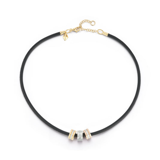 SYDNEY ADJUSTABLE LEATHER CORD WITH 18K CHAIN