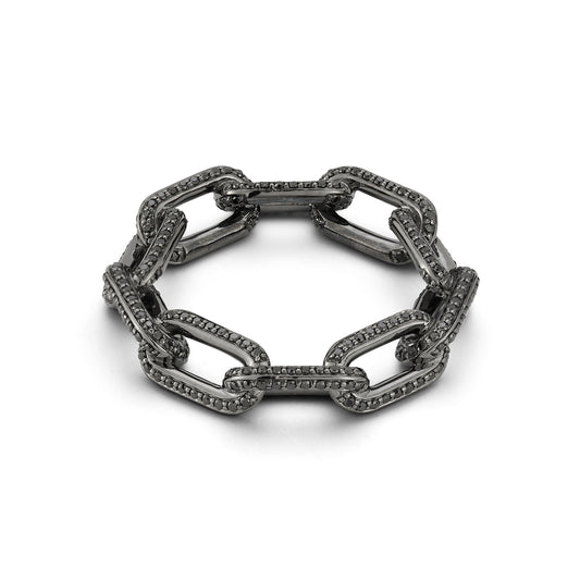 SAXON 18K BLACK GOLD ALL BLACK DIAMOND LARGE CHAIN LINK RING