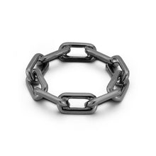 SAXON STERLING SILVER AND BLACK RHODIUM CHAIN LINK RING